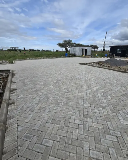 Paver driveway edge restraint along a graded soil border